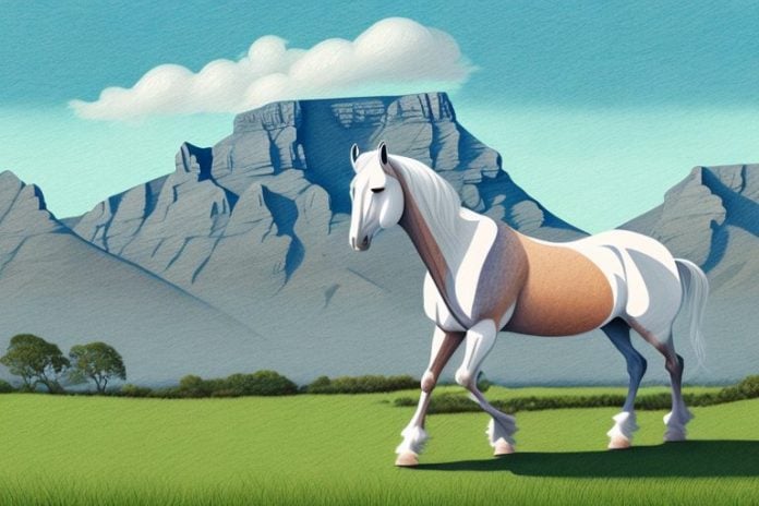 An irish draught horse in a scenic outdoor setting in cape town
