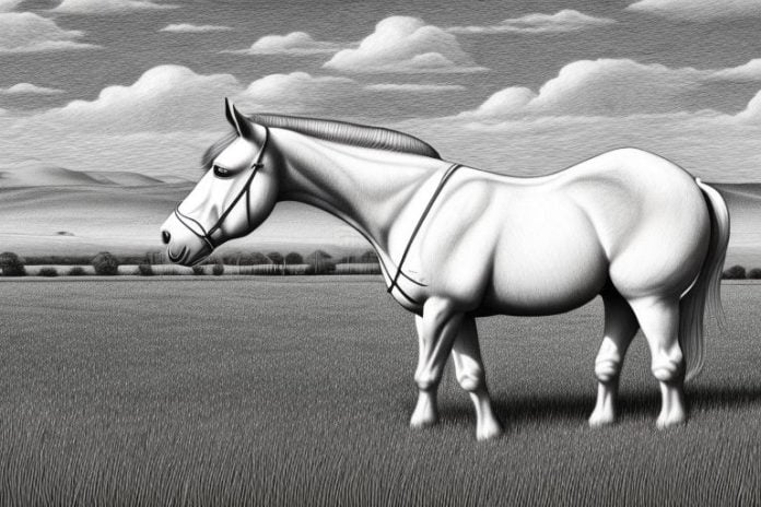 An irish draught horse in a field in george