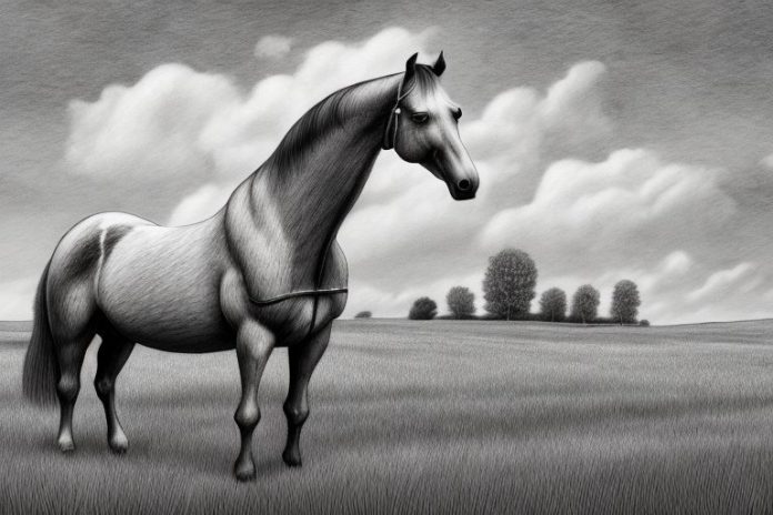 An irish draught horse in a field in worcester