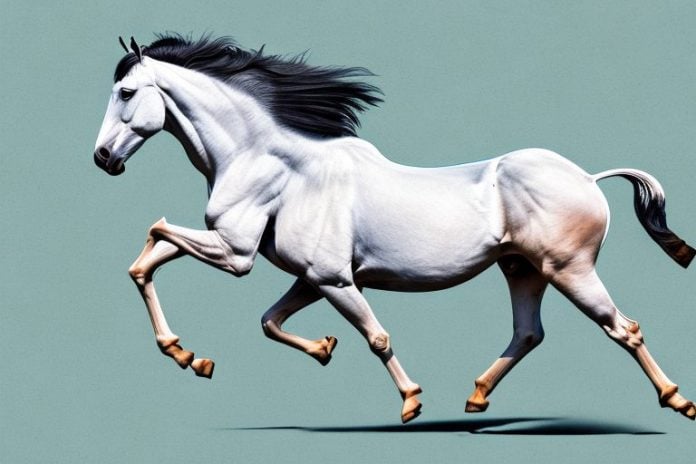 A marwari horse galloping in the countryside near empangeni