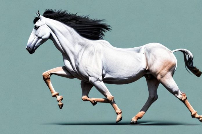 A marwari horse galloping through the countryside of mthatha