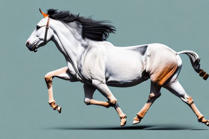 A marwari horse galloping through the countryside of bisho