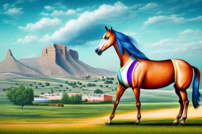 A marwari horse in a landscape setting