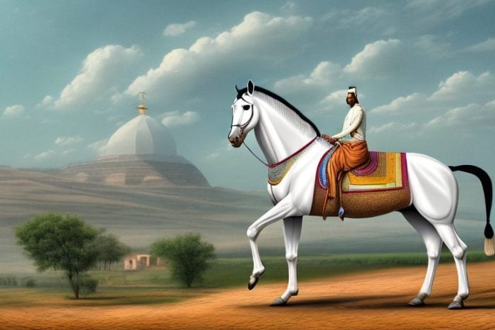 A marwari horse in a rural landscape near bethlehem