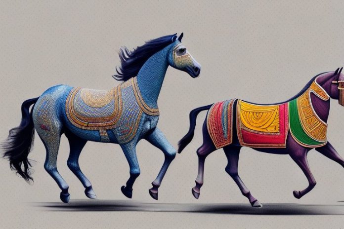 A marwari horse galloping through the streets of soweto