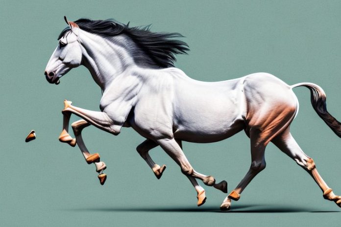 A marwari horse galloping through the countryside in vereeniging