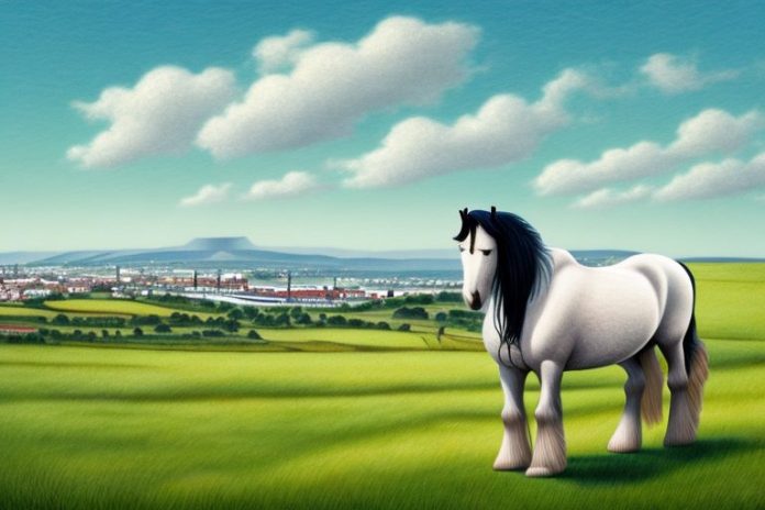 A shire horse in a rural setting