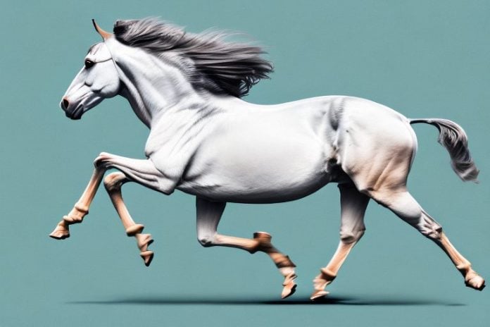 A marwari horse galloping through kempton park