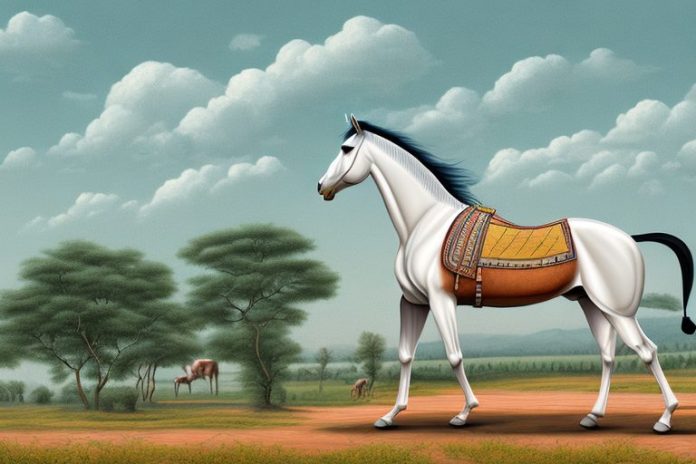 A marwari horse in a rural landscape in lebowakgomo