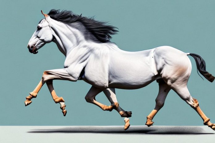 A marwari horse galloping through the countryside near modimolle