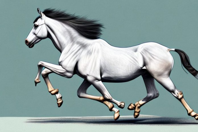 A marwari horse galloping in the countryside near nelspruit