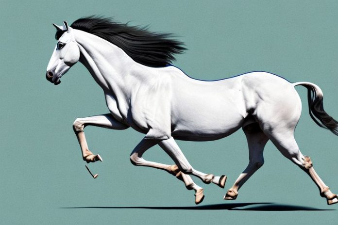 A marwari horse galloping through the countryside in secunda