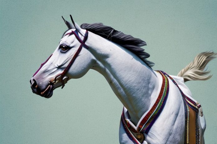 A marwari horse in a rural setting in delmas