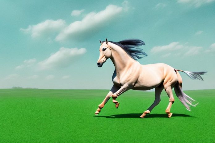 A marwari horse galloping through a grassy landscape in standerton