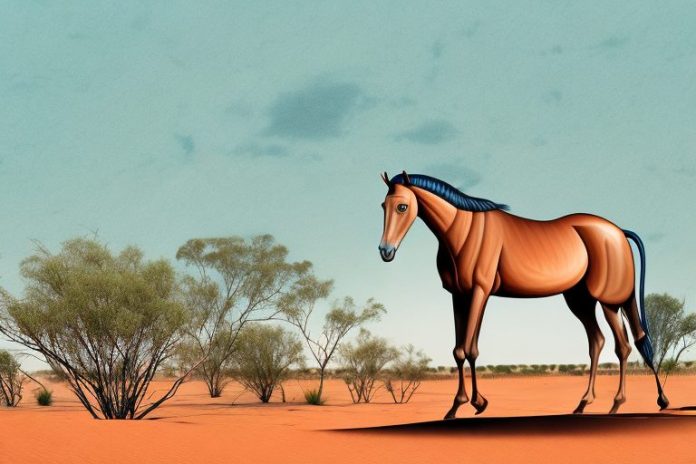 A marwari horse in a desert landscape in kimberley
