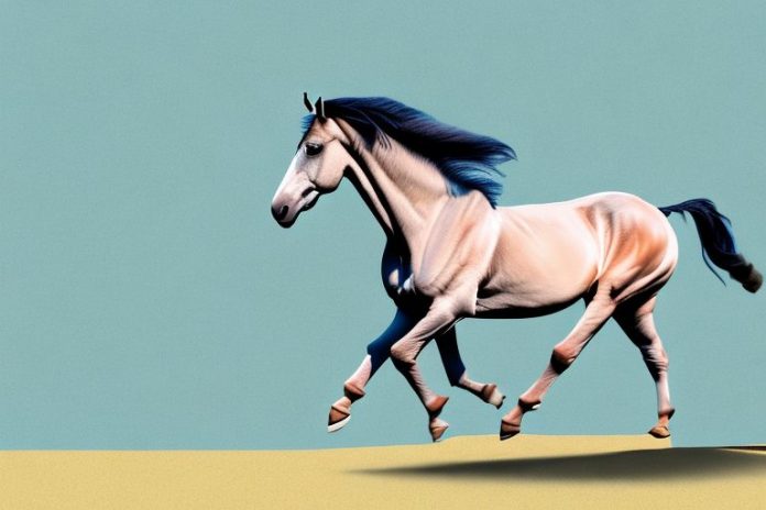 A marwari horse galloping through the countryside in colesberg