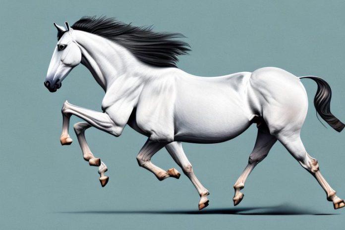 A marwari horse galloping in a north west landscape
