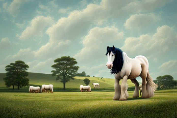 A shire horse in a rural landscape in mthatha