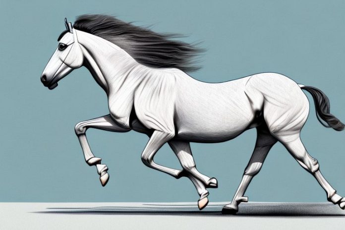 A marwari horse galloping through the mogwase landscape