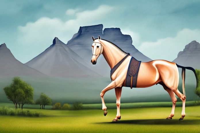 A marwari horse in a countryside setting near stellenbosch