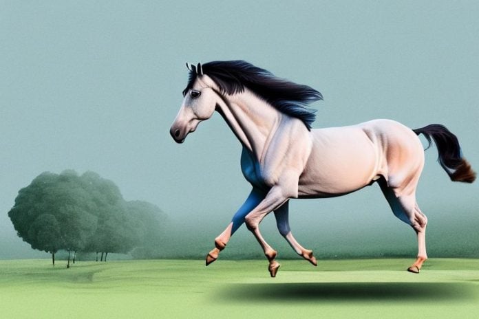 A marwari horse galloping through the countryside in somerset west