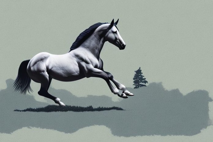 A majestic cleveland bay horse galloping through a rural landscape in ladysmith