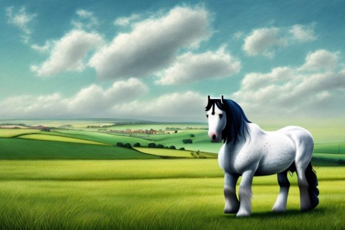 A shire horse in a field