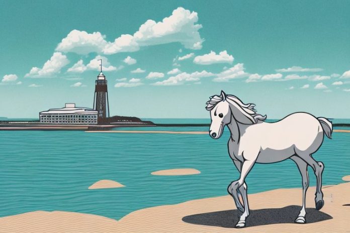 A cleveland bay horse in a scenic outdoor setting in port elizabeth