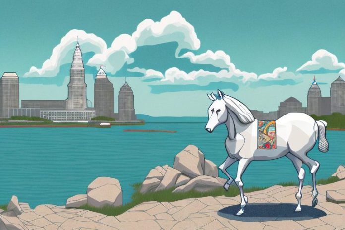 A cleveland bay horse in a scenic outdoor setting in bisho