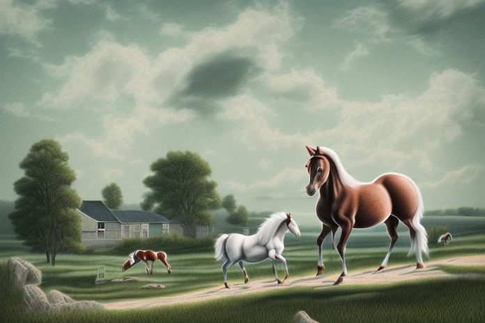 A cleveland bay horse in a rural landscape in the free state