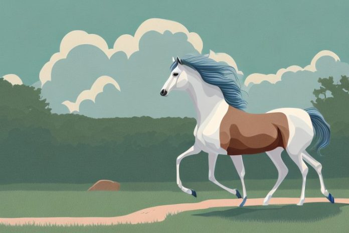 A cleveland bay horse in a virginia landscape