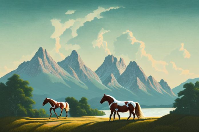 A cleveland bay horse in a rural landscape