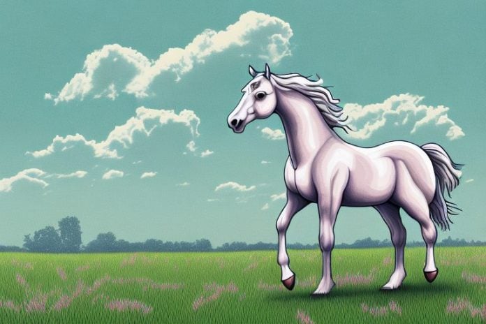 A cleveland bay horse in a field at kempton park