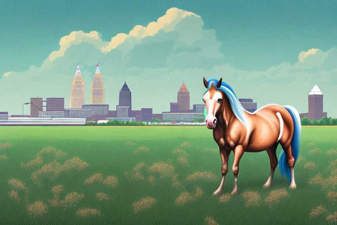 A cleveland bay horse in a field