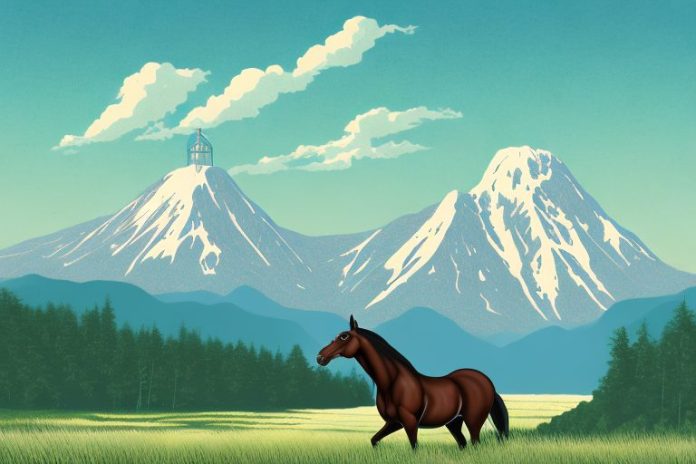 A cleveland bay horse in a rural setting