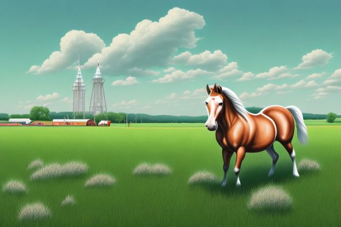 A cleveland bay horse in a rural setting