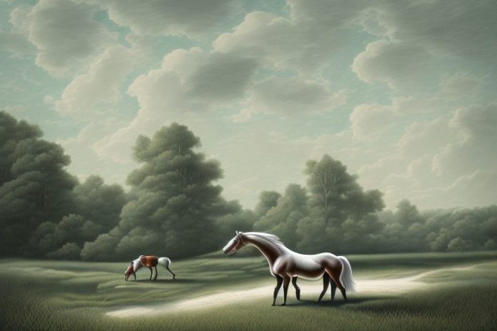 A cleveland bay horse in a rural landscape near louis trichardt