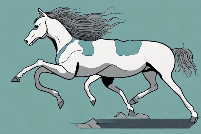 A cleveland bay horse galloping through a landscape in secunda