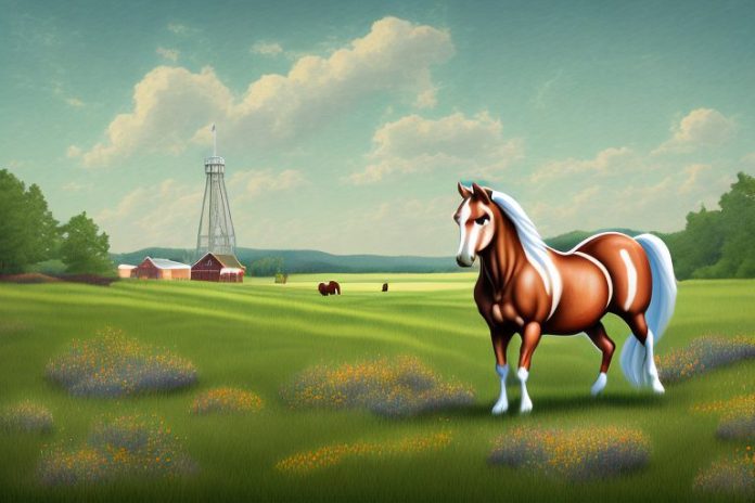 A cleveland bay horse in a rural setting