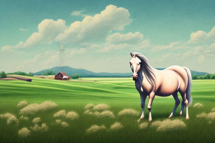 A cleveland bay horse in a field