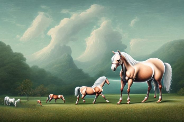 A cleveland bay horse in a rural landscape