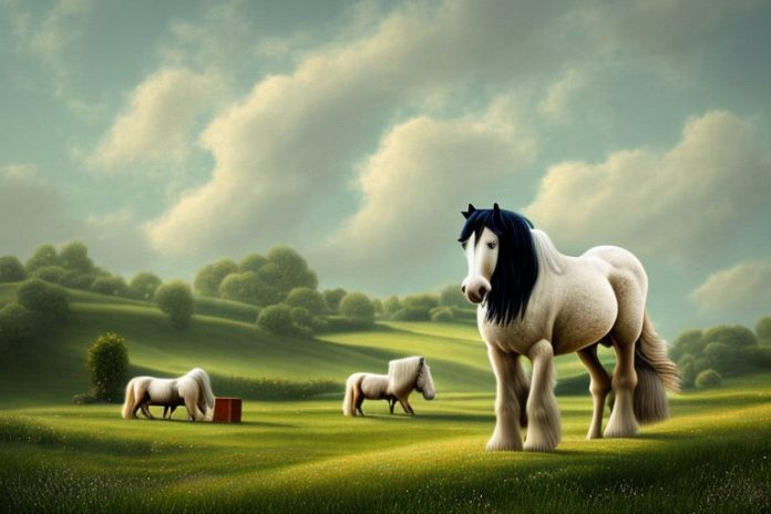A shire horse in a rural landscape