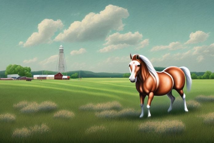 A cleveland bay horse in a rural setting