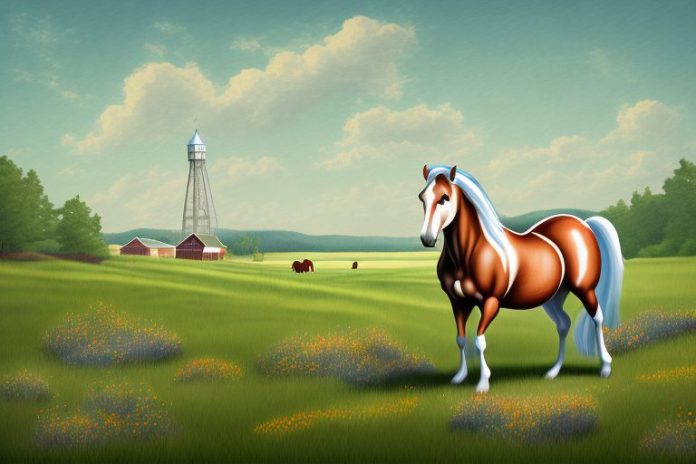 A cleveland bay horse in a rural setting