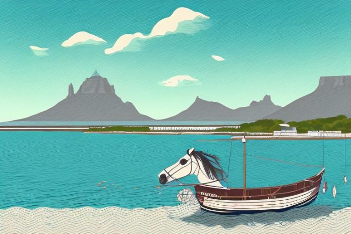 A cleveland bay horse in a scenic outdoor setting in simon's town