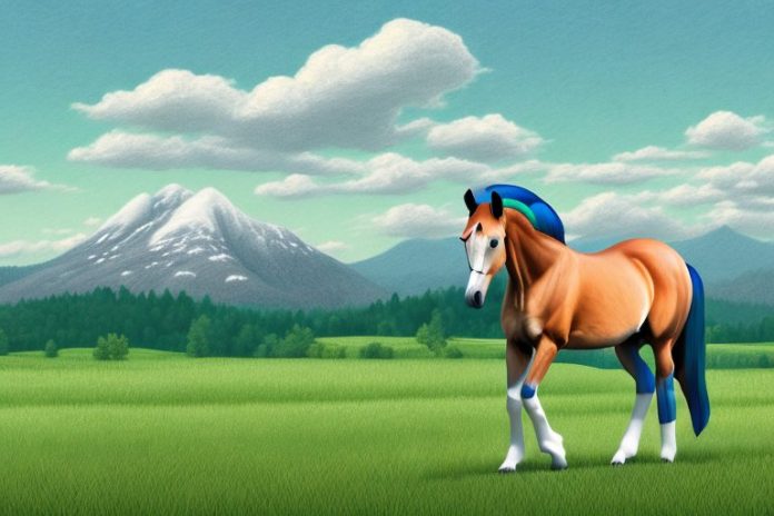A trakehner horse in a field