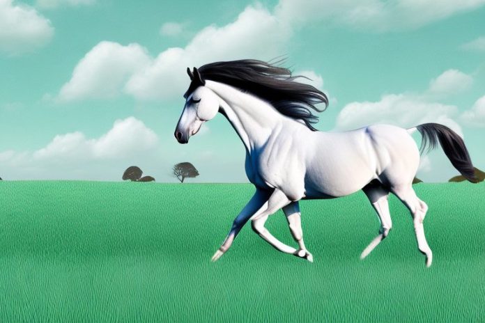 A trakehner horse galloping through a field in port elizabeth