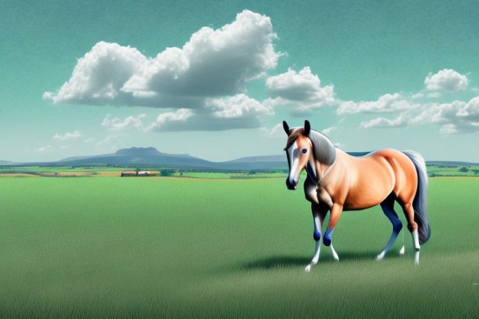 A trakehner horse in a field