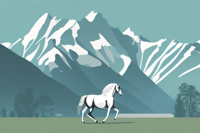 A trakehner horse in a picturesque landscape
