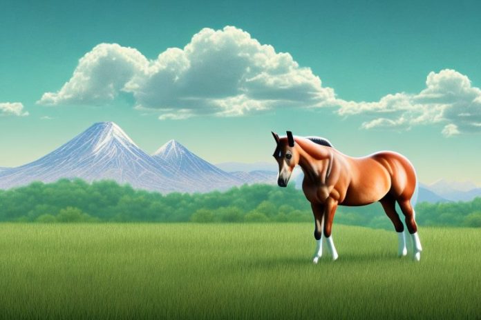 A trakehner horse in a field